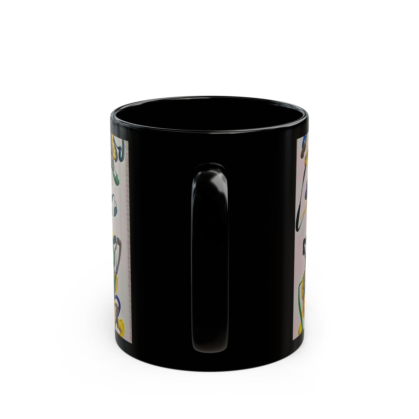 Abstract Drip Drizzle Art Black Coffee Mug — Colorful Paint Splash Design (11oz, 15oz)