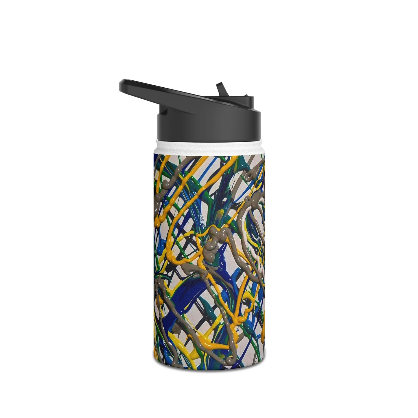 E - Abstract Drip Art Stainless Steel Water Bottle