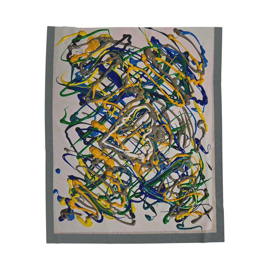 F - Abstract Art Splatter Velveteen Plush Blanket — Colorful Modern Art Throw